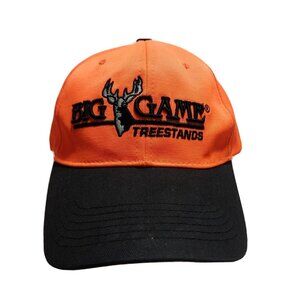 Big Game Treestands Adjustable Strapback Baseball Hat Orange Black